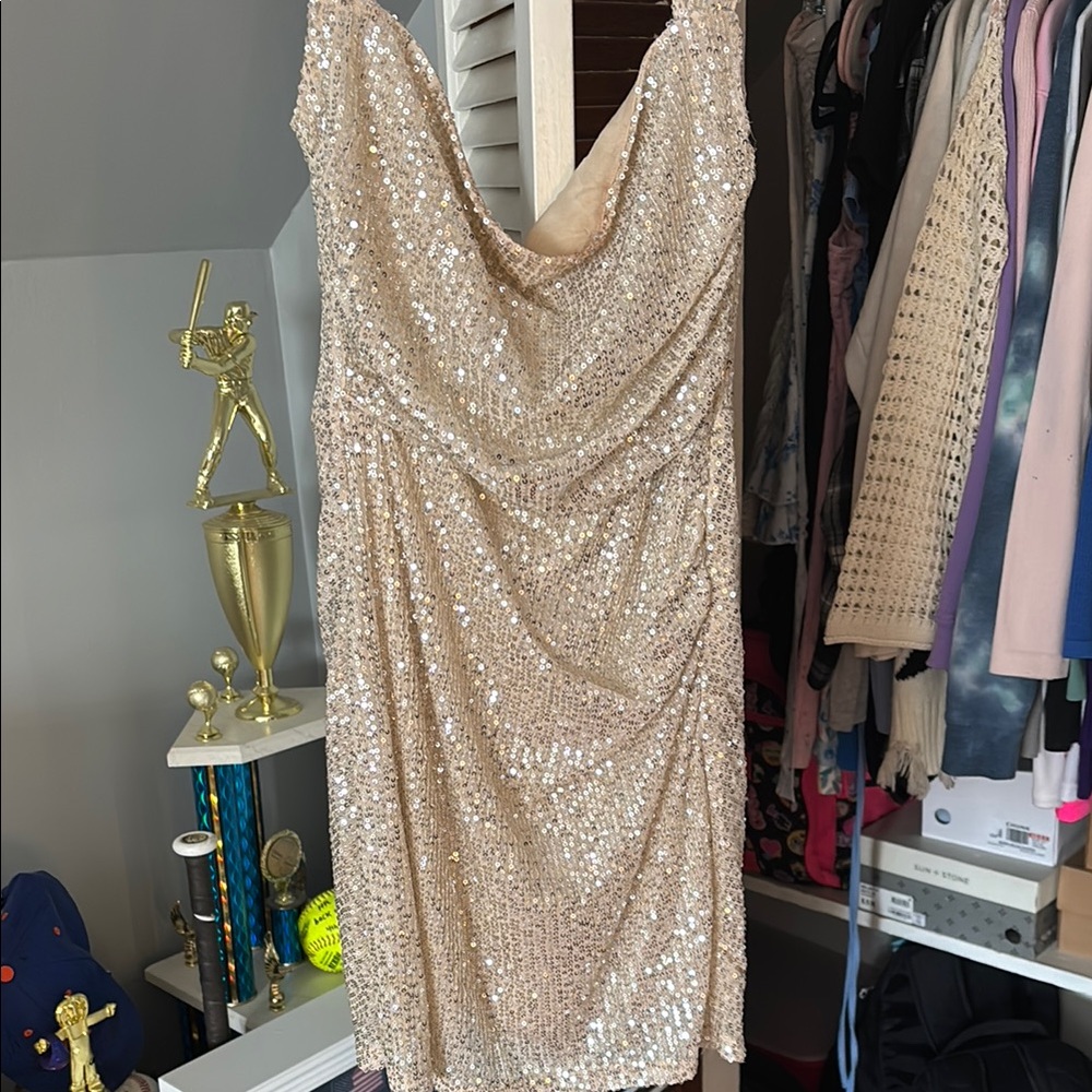 Lucy in the Sky Gold Sequin Sheath Dress